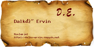 Dalkó Ervin névjegykártya