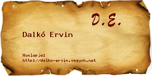 Dalkó Ervin névjegykártya