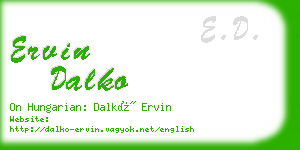 ervin dalko business card